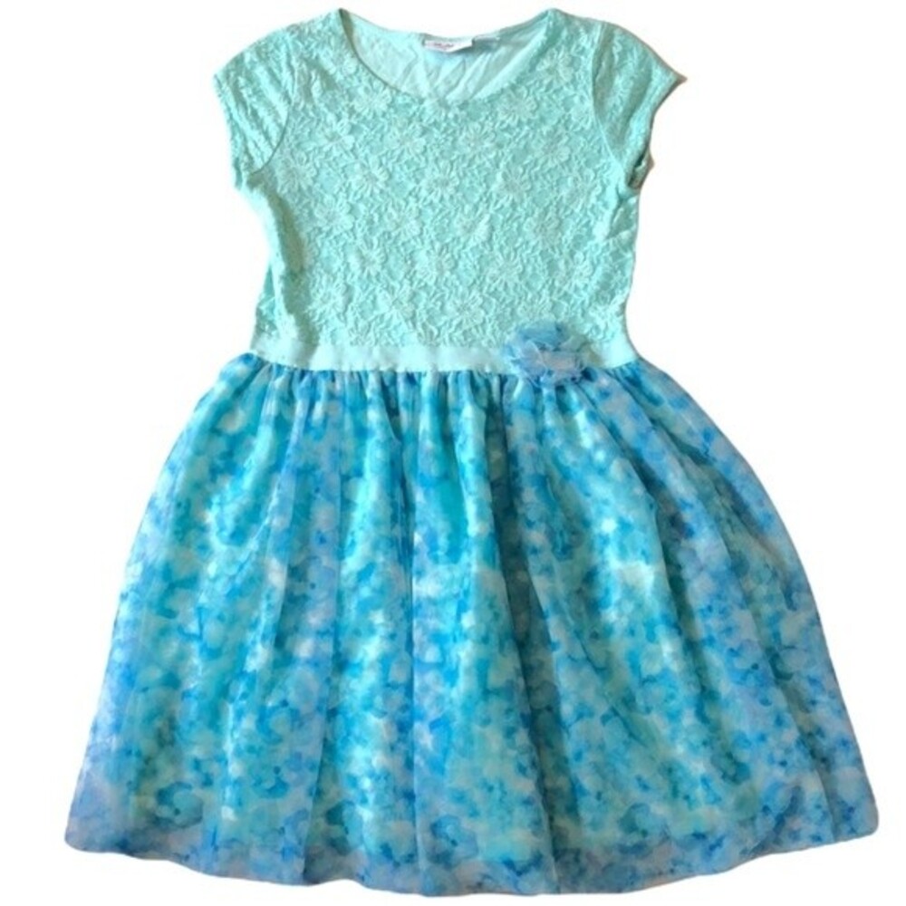 The Children’s Place Girls Blue Floral & Lace Print Dress